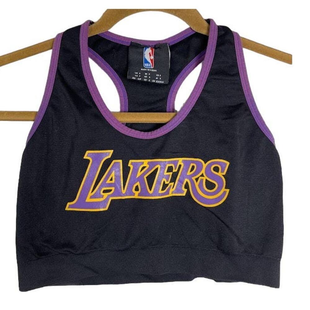 NBA Lakers Womens Sports Bra Black Las Angeles Lakers Basketball Athletic Top Sm